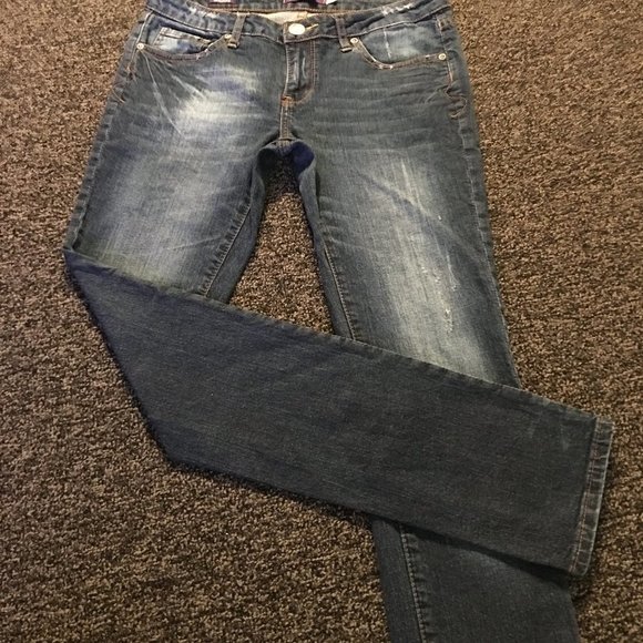 Vigoss Skinny Straight Embroidered Back Pockets  Distress 3/4 - Picture 3 of 12